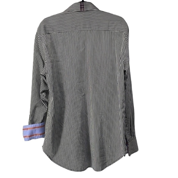 Robert Graham X flip cuff striped button shirt business standout suit sz Lg c - Picture 2 of 13